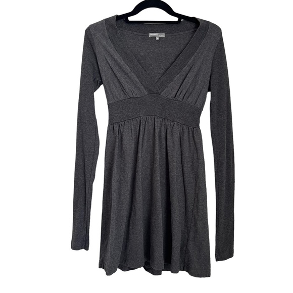 James Perse Gray Tunic Babydoll Top Dress V Neck Long Sleeve 2 - Picture 1 of 7
